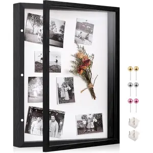 12x16 Deep Shadow Box Picture Frame Display Case with Linen ,Thickened Panel Large Black Shadow Memory Box Frame 12x16 for Graduation Items Jersey T Shirt Flower Craft Memorial Wall Decor