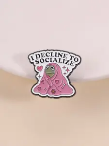 1 Pcs 'i Decline to Socialize' Frog Enamel Pin, Floral Brooch, Unique Fashion Accessory, Perfect for Gifts, High-Quality Craftsmanship, Ideal for All Occasions, Flower Brooch Pin