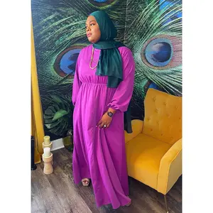 Mulberry Aisha Dress in Purple with Long Sleeves, Round Neckline, and Simple Design