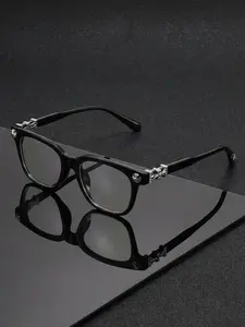 Fashion Square Flat Light Glasses, Unisex Anti-Blue Light, Cross Design, Simple Lightweight Daily Eyewear, Men and Women