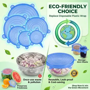 [DealsForYouDays] Universal Reusable Silicone Lids – 6-Pack Self-Sealing Food Covers for Various Container Sizes