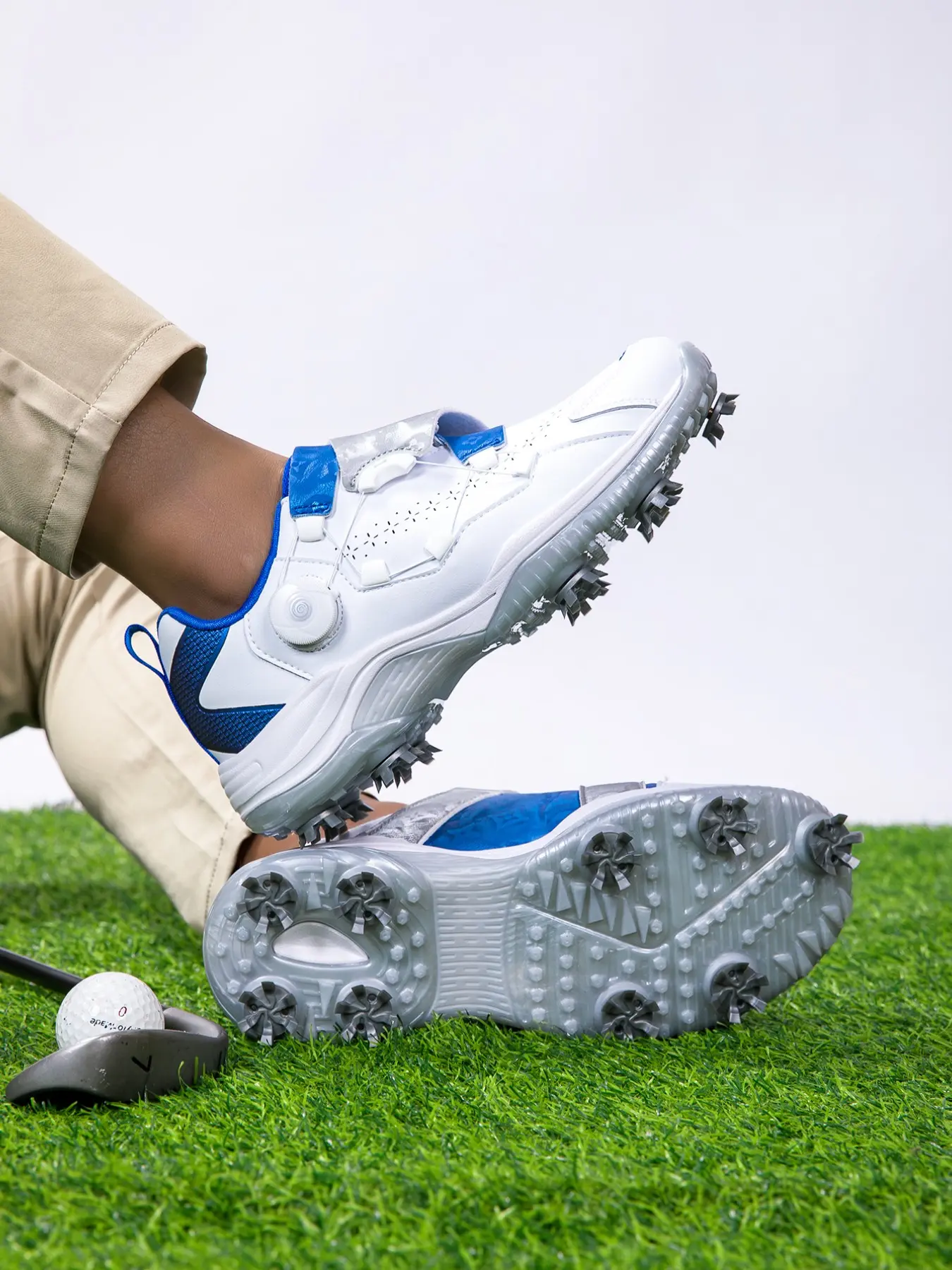 Men's Professional Golf Shoes, Anti-Slip Grip, Ideal for Training and Competitions, Sporty Lace-Up Design, PU Leather Upper, Rubber Sole, Golf Spike Shoes, Athletic Golf Shoes