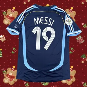 2006 World Cup Argentina Jersey Away No. 19Messi Riquelme Soccer Training Jersey ShortSleeve
