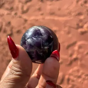 Amethyst Sphere with Hand Carved Wood Holder – Polished Purple Crystal Ball, Spiritual Decor, Meditation Stone, Reiki Energy, Altar Display