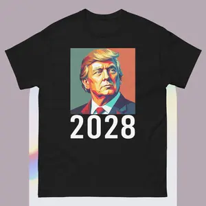 100% Cotton Tee Retro Trump 2028 Vintage Stripes Trump 2028 Trump 2028 Shirt Vote Donald Trump Flag 2028 Women Men T-Shirt Men's Patriotic Flag Heart T-Shirt Breathable T-Shirt with Look