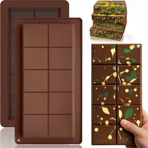 Chocolate Bar Molds Silicone, Large Stuffed Dubai Pistachio Deep Bar Moulds Kit 1 Inch Thick Big Pack of 2, Ideal for Homemade Making Bar Candy Bar Bpa Free DIY