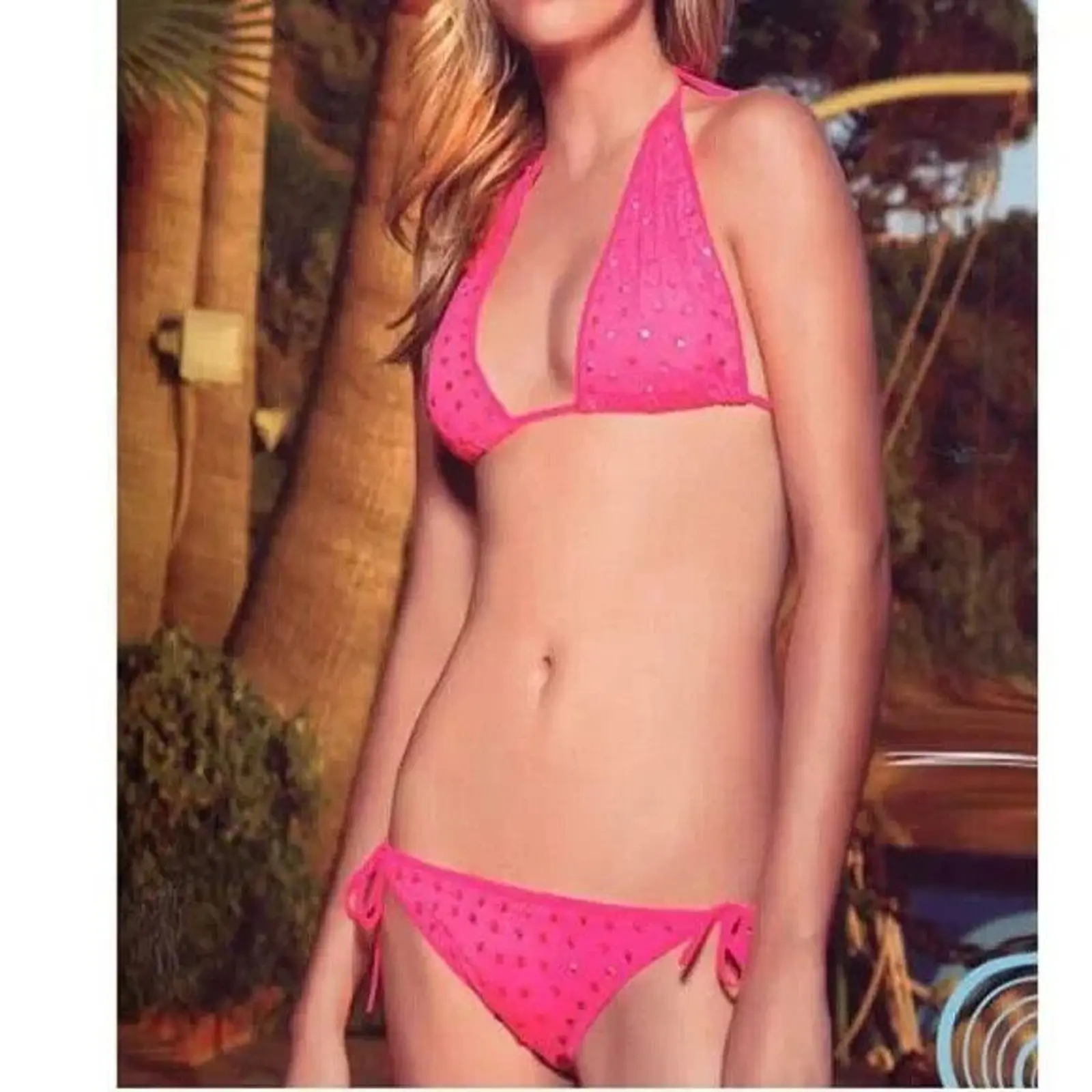 Skinny Dip/Leg Avenue: Bejeweled Hot Pink Halter Top & Bikini Bottom Size:Large