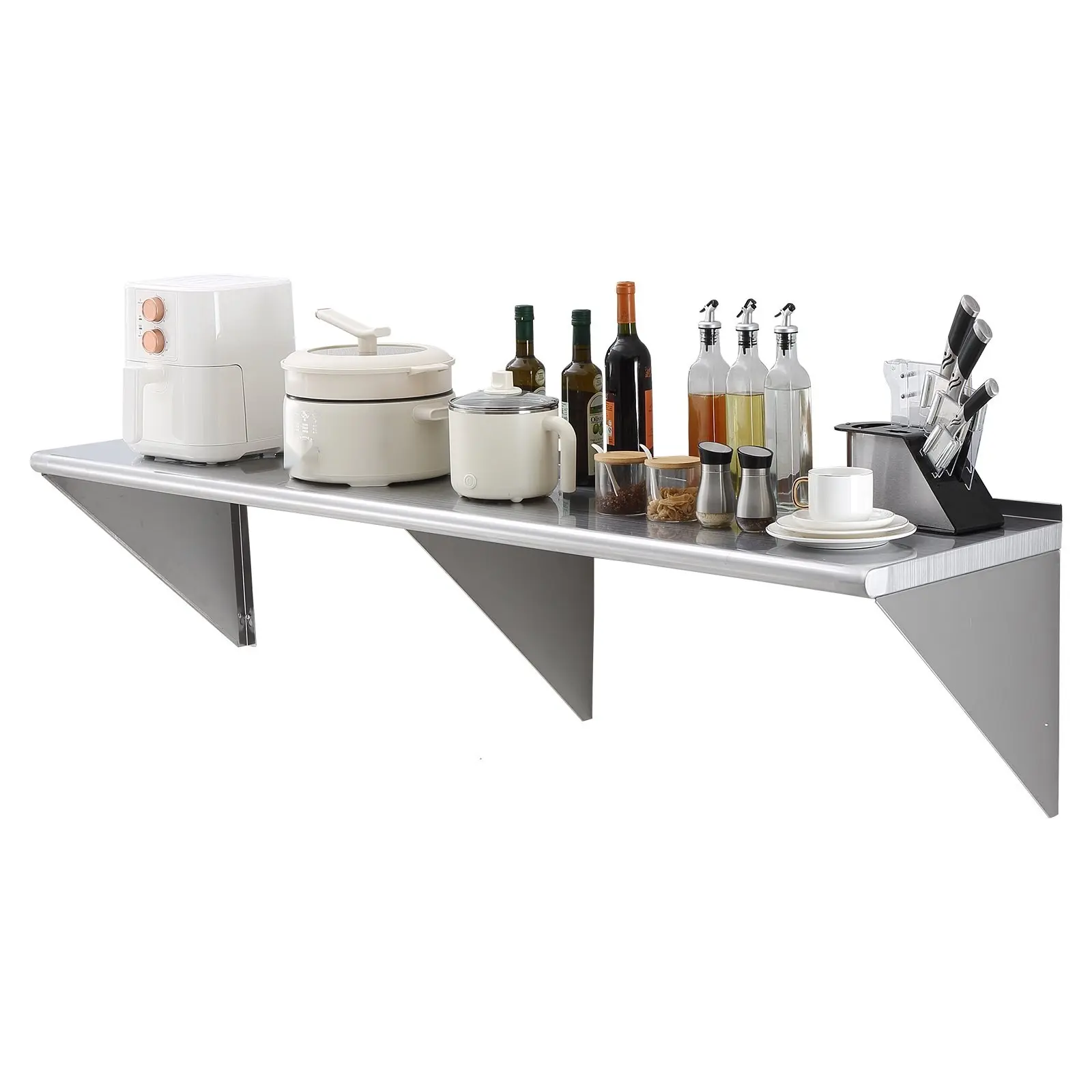 18" x 72" Stainless Steel Shelf, Wall Mounted Floating Shelving With Brackets, 500 Lb Load Capacity, Commercial Grade Shelves For Restaurant, Kitchen, Bar, Home And Hotel, Heavy Duty Storage Rack