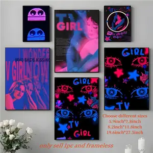Trending Indie Pop Band TV Girl Poster Abstract Face Design HD Modern Abstract Design Waterproof Moisture-Proof Scratch-Resistant Durable Sticky Poster For Household Living Room Bedroom Corridor Cafe Bar Wall Decor & Gift
