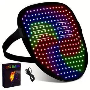 LED Light Up Mask, Rechargeable LED Mask with Gesture Sensing, Glow in The Dark Mask for Costume Cosplay Party, Masquerade Party, Festival