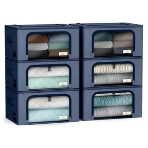 Sorbus 6pk Small Storage Bins with Metal FrameHandles
