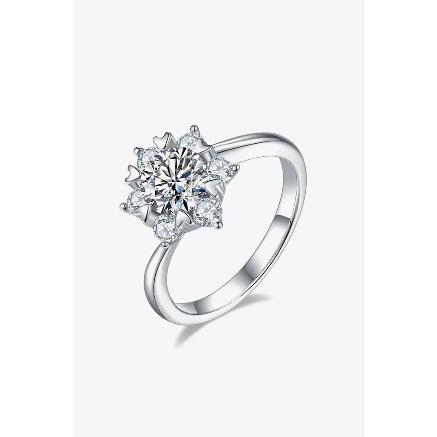 1 Carat Moissanite 925 Sterling Silver Cluster Ring