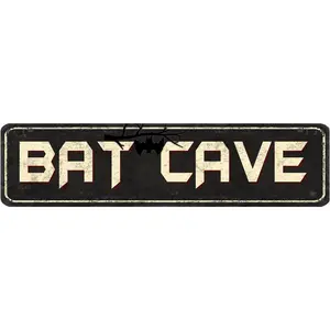 Bat Cave Sign Vintage Garage Home Decoration Sign Street Sign Art Wall Metal Sign 4x16 Inch
