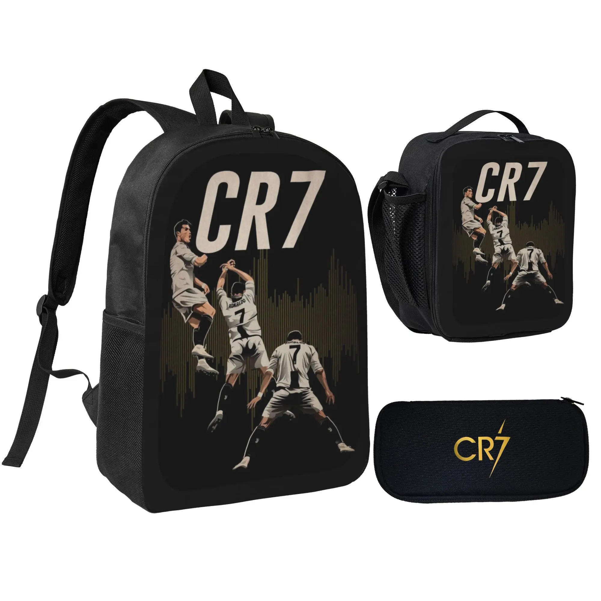 CR7 School Backpack School Bag Bookbag Set with LunchBag Pencil Case Back to School Student CR7 School Backpack School Bag Bookbag Set with LunchBag Pencil Case Back to School Student