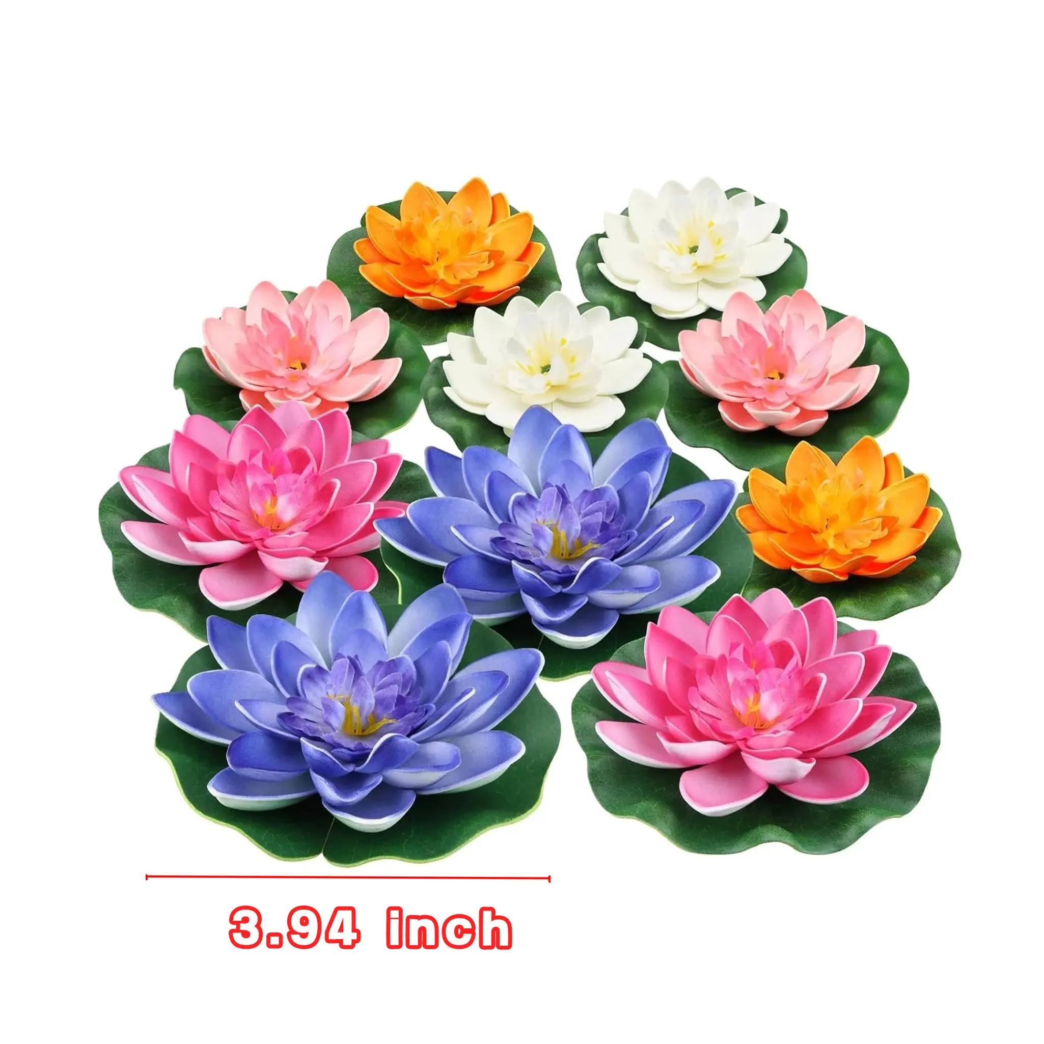 12 PC LED Lotus Floating Pool Lights - 3.94" Waterproof Foam Flower Lights in Assorted Colors for Pool Decor No Warranty