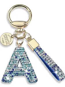 New Fashion Blue Sparkling Soft Clay Keychain, Cute Diamond Pendant, Women's Bag Accessory, Car Key Chain Decoration Gift