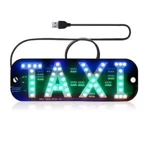 1set RGB LED Sign Decor,Colorful Taxi Flashing Hook on Car Window with USB Inverter Taxi Light (RGB)
