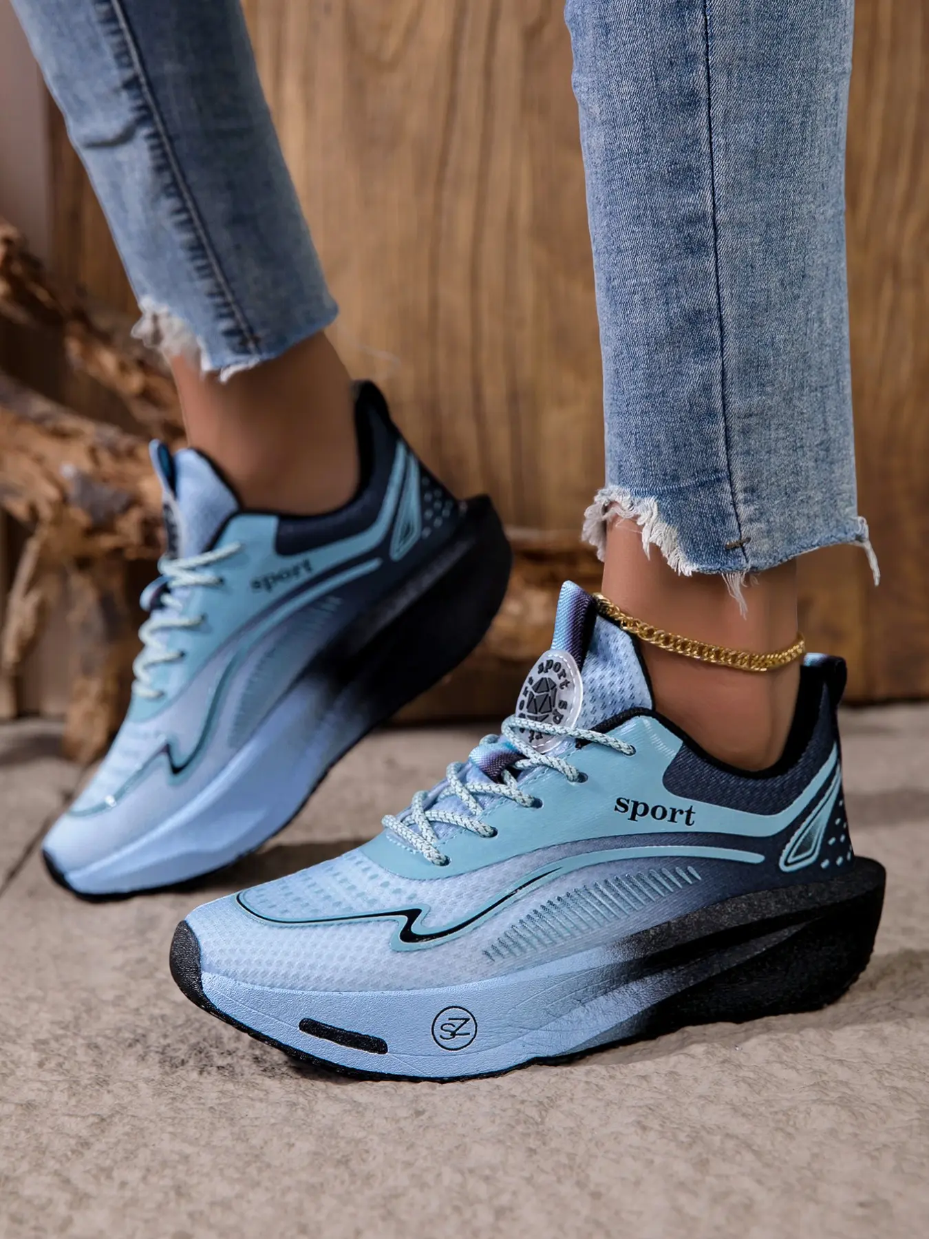Unisex Gradient Sport Shoes, Breathable Comfort, Soft Elastic Shock Absorption, Anti-Slip Stability, Mesh Material, Daily Commute Choice, Sports Sneakers, Breathable Walking Sneakers