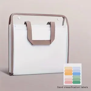 Large Capacity A4 Vertical File Organizer with 13-Pocket Expanding Document Holder Heavy-Duty ABS Plastic Binder Portable Handheld Storage for Students & Professionals