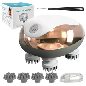 Handheld Electric Pet & Human Massager with 3 Speeds & 4 Rotating Heads for Tension Relief, Dual-Purpose Scalp Massager, IPX6 Waterproof, Rechargeable, Food-Grade Silicone