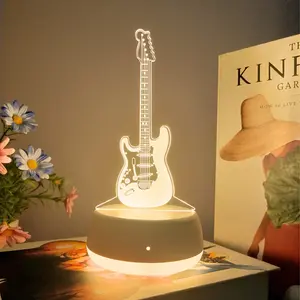 Modern Creative Electric Guitar 3D Night Light, Led Neon Lights, Warm Switch Control, Even Glow Eye-Friendly, Bedroom Living Room Decor Gift Idea
