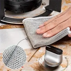 5 Pack Super Fine Fiber Steel Mesh Sponge Pads - Double-Sided Kitchen Dish Scrubber, for Utensils and Cookware, Industrial Commercial Cleaning Tool, Synthetic Fiber Material