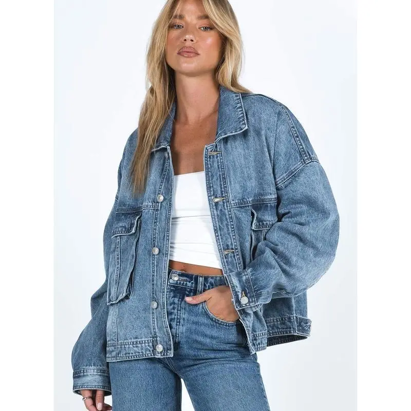 Kier Oversized Sports Outerwear Coat, Mid Wash Style 2, Coats