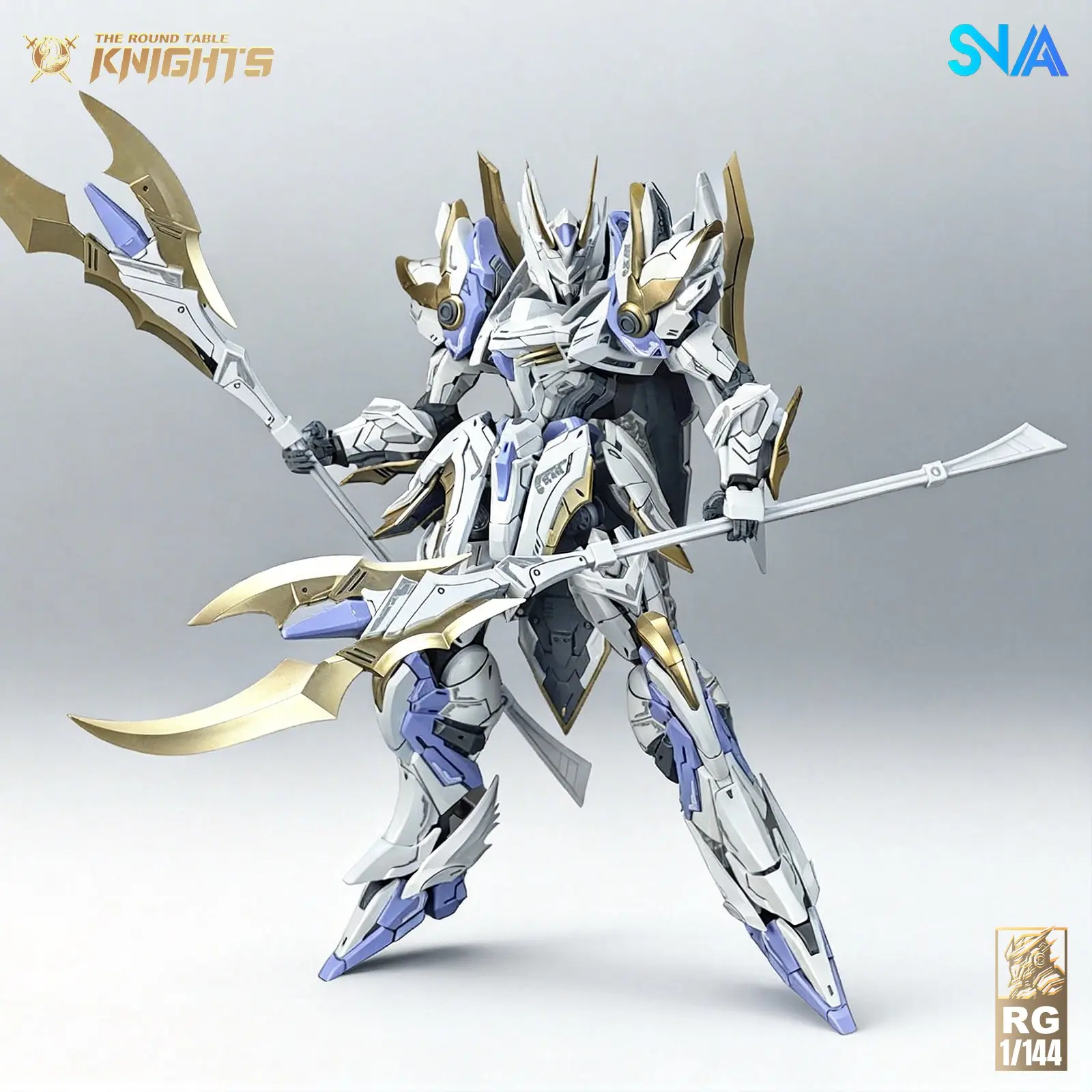 High-End 1/144 Scale Round Table Knight Mech Model Kit, High-Detail Gold Painted Parts, 17cm Adult Collectible Model, Medieval Sci-Fi Windmill Armor, Model Figure, Figurines for Collectors, Action Figure Model
