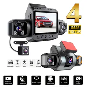 4K 360° Dash Cam 4 Channel with Quad-Lens IR Night Vision 1080P HD Loop Recording G-Sensor & Stick-On Mount for 24/7 Safety