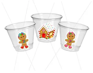 GINGERBREAD PARTY CUPS -Gingerbread Cups Christmas Party Cups Gingerbread Party Gingerbread He or She Cups Birthday Decoration Gender Reveal