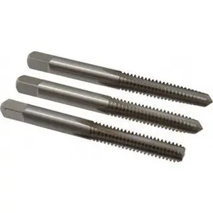 Cleveland 3-Piece High Speed Steel Twist Drill Tap Set - 1/4-20 UNC, 4-Flute, Bottoming Plug & Taper, Bright Finish, 2.5" OAL, Right-Hand, C54447