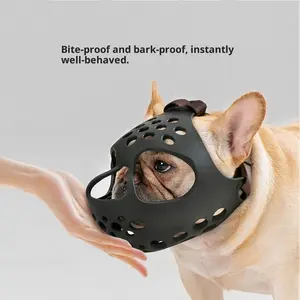 Dog Muzzle Soft Rubber Short-Muzzled for English & French Bulldogs Anti-Bite Anti-Call Breathable Water-Drinking Muzzle for Dog Moms Size S-XL Bite-proof Bark-proof