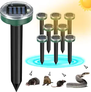 8-Pack Solar Mole & Snake Repellent Stakes for Yard & Garden – Ultrasonic Pest Repeller for Gophers, Voles & Groundhogs | Waterproof Outdoor Sonic Deterrent, Solar Powered Lawn Protection cat repellent outdoor squirrel