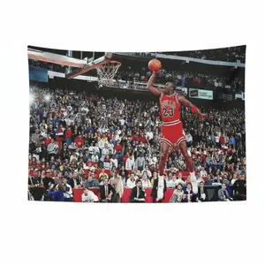 MJ 1987 Slam Dunk Contest Flag Iconic Moment Wall Flag - Celebrate Sports History with Teamwork Excellence and Collaboration Tribute Decor Tapestry Bedroom Dorm Wall AthleteFlags Athlete Flags