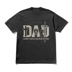 Men's Casual Graphic T-Shirt - Short-Sleeve Classic Round Neck Soft Stretch Cotton Top with Man of God Print, Christian Dad Father's Day Gift