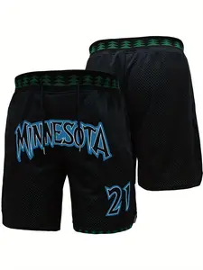 Men's Letter & Number Print Drawstring Waist Basketball Shorts, Casual Quick Drying Breathable Shorts, Summer Outfits, Back To School Clothes, Summer Bottoms for Outdoor Daily Wear, Athletic Wear, Streetwear Sports Shorts