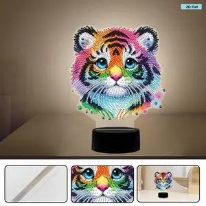 DIY Animal Diamond Painting Night Light with Tools Diamond Painting Bedside Lamp Double Sided Arts Crafts Home Decoration for Bedroom Decor Gifts