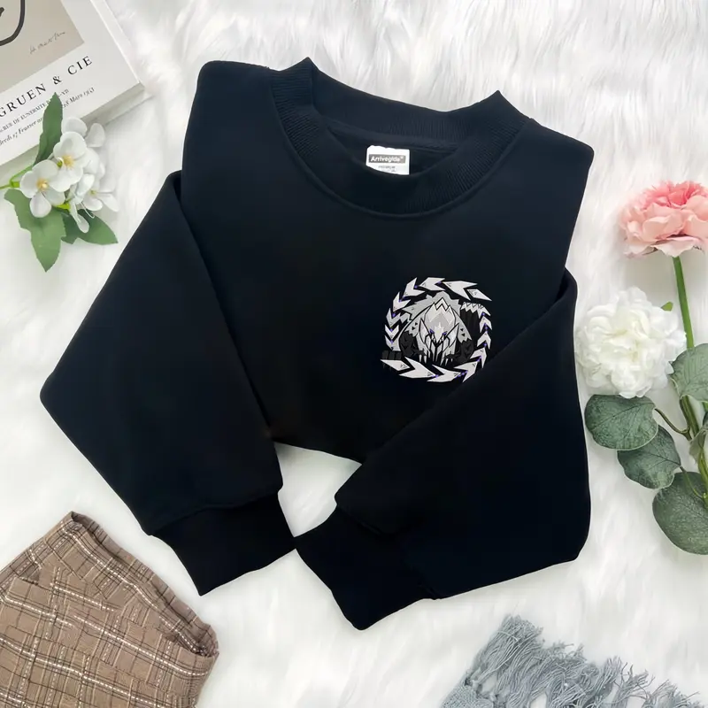 Monster Hunter Wilds Embroidered Sweatshirt, Custom Gamer Gift with Hunter & Guild, Fan Art,Monster Hunter Wilds Embroidered Shirt,Fan Merch