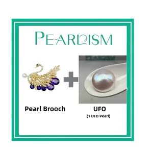 【Joey】Swan  Pearl Brooch  + UFO pearl   (Min 1 pearl as gift) [Open in live]｜Freshwater Big Baroque UFO Pearl -