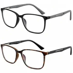 ZENOTTIC Men Square TR90 Eyeglass Frame, Lightweight Anti Blue Light Prescription Glasses, Business Daily Optical Eyewear, Black & Tortoise Two Colors Optional