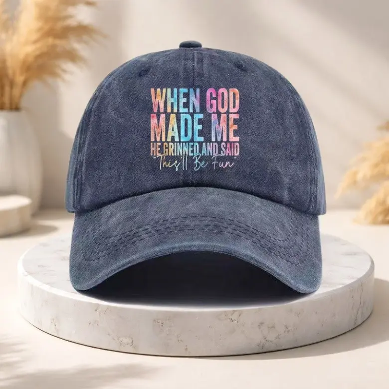 When God Made Me He Said This'll Be Fun" Funny Christian Dad Hat Baseball Cap