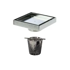 SereneDrains Tile Insert Threaded Square Shower Drain with Hair Trap Set (4 and 5 Inch Drains)