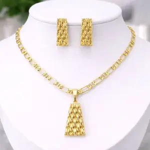 14K Gold Plated Chain & Earrings Set – 3 Models Available | 18” Choker 5mm Elegant Dayetsi