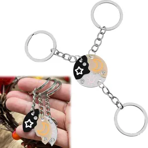 3pcs/ set Sun Moon and Star Stitching Best Friend Key Chains for Women Fashion Friendship Gifts