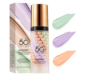 3 In 1Primer for Face Before Makeup,Sunscreen Isolation Cream, SPF 50, One Step Color Corrector Face Primer, Blurs Imperfections Oil Control & Moisturizing Skin Tone Correcting,Radiance Skin