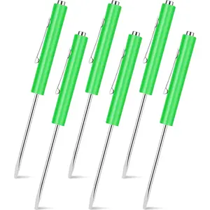 6 Pieces Mini Magnetic Pocket Screwdriver with Single Blade Head for Mechanical and Electrician Work (Green)
