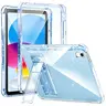 Keruis Case for iPad a16 11th Generation 11-inch & iPad 10th Gen 10.9inch, Shockproof Durable Tablet Cover with Stand, Screen Protective Film, Stylus Slot, Glitter Clear Back Shell, for Kids/Girl