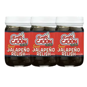Sweet Jalapeno Relish - 15 oz Jar, Pack of 3, All Natural - Spicy Sweet Louisiana Condiment for Dips, Hot Dogs, Sanwiches, Salads & More by Ragin' Cajun