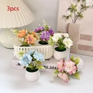 3-Piece Multi-Color Daisy Small Wine Glasses with Plant Pots, Home Decorative Arrangements, Suitable for Living Room, Study, Festive Displays