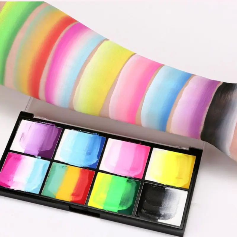 Water-Soluble Face Paint Palette, Fluorescent Body Art Makeup Set, Halloween Costume Accessory, Vibrant Colors for Creative Expression, Super Sparkly Shimmer, Shimmering Body Makeup, Glow Body Makeup, Sparkle Makeup, Cosmetic Makeup